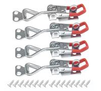 4 Pcs Metal Toggle Clamp Latch, Heavy Duty Toggle Latch, Adjustable Box Closure Latchs Clamp with Screws, Tension Lock, Quick Release Tog-gle Catch Latchs for Trunk Cases, Tool Boxes, Cabinets