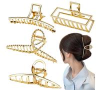 4 PCS Metal Twist Cross Large Claw Clips for Thick Heavy Hair, Strong Hold Big Non-Slip Hair Jaw Clamp Stylish and Delicate Shark Clip Fashion Hair Styling Accessories for Women