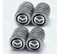 4 Pcs Metal Tyre Valve Caps for Mazda 3 Axela 6 ATENZA MX 5 CX 3 CX 4 CX 5, Tire Valve Stem Caps Car Dust Caps Airtight Seal Screw-On Easy to Operation,Silver