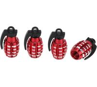 4 PCS Metal Tyre Valve Caps - Universal Dust Caps for Car Tyres, Motorbikes, Trucks & Bikes - Durable Aluminium Alloy Car Tyre Valve Caps for Protection & Style (Red)