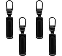 4 PCS Metal Zipper Pull Replacement, Zipper Puller, Black Zipper Fixer Repair Kit, Spare Zipper Puller for Purse, Clothes, Jeans, Suitcase, Luggage