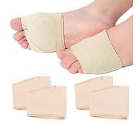 4 pcs Metatarsal Pads for Men and Women - Ball of Foot Pain Relief Cushions for Sesamoiditis, Metatarsalgia, Morton's Neuroma - Fabric Sleeves with Gel Inserts. (L)
