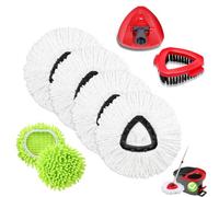 4 Pcs Micro Spin Mop Replacements Head & 2 Chennile Mop Heads & 1 Scrub Brush & 1 Base Combo for Oceda EasyWring 1-Tank System,Mop Head Replacement,Machine Washable for Home,Bathroom,Kitchen