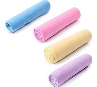 4 Pcs Microfiber Pet Towel - Large, Quick-Drying, Multifunctional for Small & Medium Dogs (4 Colors, 43cm x 66cm)
