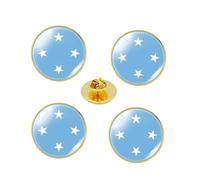 4 Pcs Micronesia Flag Button Pins, Round Crystal Glass Flag Lapel Pins, Micronesia Travel Souvenirs, 4th of July Patriot's Day Accessories