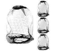 4 PCS Midge Head Net, Nylon Mosquito Head Protecting Net, Fine Mesh Insect Netting, Face Neck Netting Cover for Outdoor, Hiking, Camping, Climbing, Walking - Black