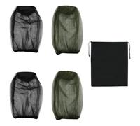 4 PCS Midge Head Net with Drawstring Bag, Nylon Mosquito Head Net Cover Fine Mesh Insect Netting for Travelling Hiking Camping Climbing Fishing,Black and Green