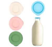 4 Pcs Milk Bottle Tops (NOT 1 Pint), 1 Litre Glass Milk Bottle Tops, 48 mm Reusable Silicone Lids for Milks Glass Bottles, Dishwasher Safe, Leakproof
