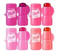 4 Pcs Milk Jelly Blush Stick, 3 in 1 Jelly Blush for Cheek, Eyes, Lip, Long-Lasting & Hydrating Milk Jelly Blush with Hyaluronic Acid, Buildable Dewy Finish