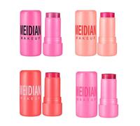 4 Pcs Milk Jelly Blush Stick, Long Lasting 3 in 1 Jelly Blush for Cheek, Eyes, Lip, Hydrating & Blendable Milk Blush with Hyaluronic Acid, Buildable Dewy Finish