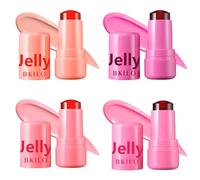 4 Pcs Milk Jelly Blush Stick, Milk Jelly Tint Stick, 4 Colours Jelly Blush, Moisturize and Blendable Milk Blush for Ch yes, Lip