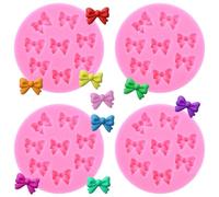 4 PCS Mini Bows Chocolate Mould, Silicone Fondant Bow Molds for Chocolate, Silicone Candy Bows Molds for DIY Desserts, Cake Pop, Candy, Cake Decorating