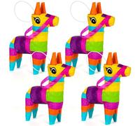 4 PCS Mini Cinco de Mayo Pinatas, 5.51 x 1.97 x 7.28 Inches Cinco de Mayo Decorations, Fiesta Party Decorations with Rainbow-Colored Donkey Designs, Donkey Pinata for Tables Taco Party Supplies