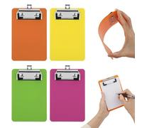 4 Pcs Mini Clipboard 4 x 6 Inch, Small Clipboard, Notepads Clip Boards, Board with Low Profile Clip for Office Classroom Supplies(4 Color A)