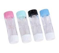 4 Pcs Mini Colorful Contact Lens Cases, Travel Contact Lens Solution, Cosmetic Contacts Lense Hard Lenses Case, Cosmetic Container Protective Box, Clear Double-headed Holder(4 Colors)