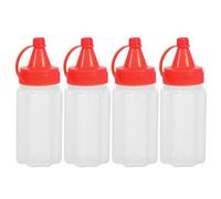 4 Pcs Mini Condiment Squeeze Bottle 30ml Pp Red for Salad Dressing