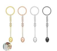 4 PCS Mini Crown Spoon Keychain with Keyring Pendant for Men Women Backpack Pendant Party Favors (4 Colors)