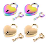 4 PCS Mini Heart Shaped Lock and Key, Metal Small Locks with Keys Set, Small Padlock for Diary Book Storage Box, Heart Shaped Padlock for Bridge, Jewelry Locker Decor (4 Pcs)