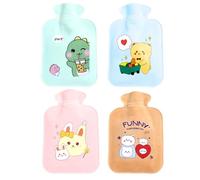 4 PCS Mini Hot Water Bottle with Cover, Small Hot Water Bottle for Winter Warmth, Portable Hot Water Bag for Travel and Office, Relieve Waist Stomach Discomfort
