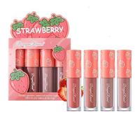 4 PCS Mini Lip Gloss Balm, Glossy Lip Makeup, Velvet Matte Mini Liquid Lipstick, Moisturizing Long Lasting Non Sticky, Party Gift for Women Girls