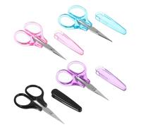 4 Pcs Mini Scissors, Small Travel Scissors Sharp with Safety Cover for Crafting, Sewing, Embroidery, Knit & Crochet (4 Colors)