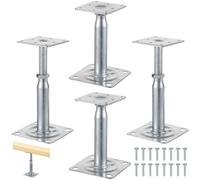 4 Pcs Mini Screw Jack, 5 to 7 in Adjustable Floor Jack, Galvanized Iron Level Support for Joist, Deck, House Foundation, Strong Base with Stable Plate