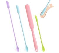 4 Pcs Mini Silicone Makeup Spatula,Face Spatula,Beauty Skincare Lotion Spatulas Cosmetics Reusable Small Spatulas Set Beauty Tiny Wax Stick for Cosmetics Facial Mask Jar Waxing Body Hair Removal
