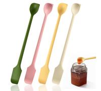 4 Pcs Mini Silicone Spatulas, Dual-Ended Small Jar Scraper, Non-Stick Heat-Resistant Silicone Scraper for Jam, Sauce, Condiments, Baking, Cooking & Multi-Purpose Use