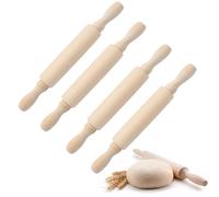4 Pcs Mini Small Rolling Pin, Wooden Rolling Pins, Children's Baking and Playdough Tools, Creative Kitchen Activities for Kids, 20 cm by 2.5 cm Dough Rollers