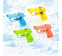 4 Pcs Mini Water Transparent Guns,Small Water Bright Colors Pistols Shooter,Summer Beach Fun Pistols,Available in 4 Lively Colors for Beach Squirt BlastersSwimming Pool Parties,Pool