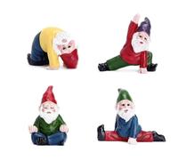 4 Pcs Miniature Garden Gnomes - Mini Fairy Garden Resin Gnome Figurines, Micro Landscape Ornament Set for Patio, Yard, Lawn & Home Decorations