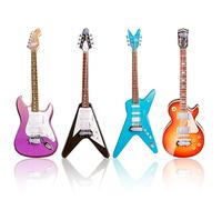 4 Pcs Miniature Guitar Miniature Bass Model 1:12 Mini Musical Instrument for Mini Music Room Home Decoration