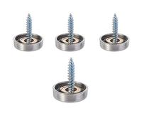 4 Pcs Mirror Screws, 14mm Copper Decorative Cap Metal Nail for Bath Plates Mirror Tables Wardrobes Furniture, Bright Silver
