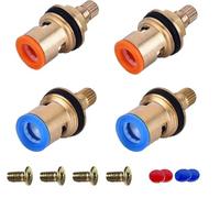 4 Pcs Mixer Tap Cartridge,Tap Cartridge Replacement Ceramic Disc Cartridg Valve,Tap Washers for Mixer Taps with Cartridge Base,Use for Kitchen Bathroom Faucet Tap Hot Cold Tap Valve