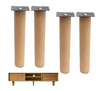 4 Pcs Modern Solid Wood Furniture Legs,Cylindrical Sofa Tv Desk Table Feet, Replacements Foot for Bench Leg, Chair Sofa Cabinet Bed Legs,with Accessories(15cm/6in)