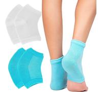4 Pcs Moisturising Heel Socks for Dry Cracked Heels,One Size,Multi Color | Cotton Rich Stretch Fabric,Open Toe Breathable Design, Gel Lining with Oils Vitamin E,Day and Night Heel Care,Unisex (2Pairs)