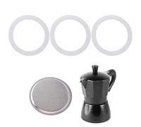 4 Pcs Moka Pot Replacement Gasket Set (1 Stainless Filter and 3 Seal Silicone Gaskets), Food-Grade Rubber Ring, Moka Pot Accessories for Stovetop/Espresso Machine/Bialetti Coffee Maker