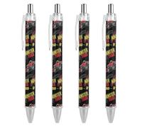 4 Pcs Monster Truck Gel Pens for Women Men, 0.5mm Black Ink Pen Fine Point Smooth Writing, Ballpoint for Note Accessories