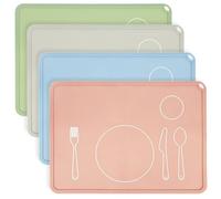 4 Pcs Montessori Placemat 16 x 12'' Non Slip Silicone Placemats for Eating Mat Food Mats for Dining Table Setting Learning Travel Kitchen