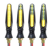4 PCS Motorcycle Indicators, Flowing Turn Signal Lights - 12V 12 LEDs Motorbike Turning Indicators Amber Sequential Blinkers, Scooters, Quad, Cruiser - Compatible with Harley, Kawasaki, Yamaha, Suzuki