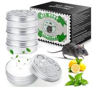 4 Pcs Mouse Repellent - Peppermint Oil Mice Deterrent Tin Indoor Outdoor, Natural Rodent Repellent More Humane Than Rat Trap for Mice Squirrel Wasp Mosquitoes