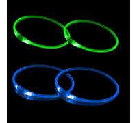 4 PCS Multi Pack Light up Dog Collars for Night, USB Rechargeable Flash Collars for Night Safety, Adjustable Size, Waterproof, Bright Dog Collars, Suitable for Large, Medium and Small Dogs.Blue+Green