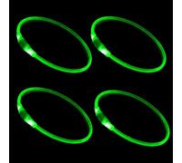 4 PCS Multi Pack Light up Dog Collars for Night, USB Rechargeable Flashing Collar for Night Safety, Adjustable, Waterproof, Bright Illuminated Collar for Dogs, Three Lighting Modes,Green