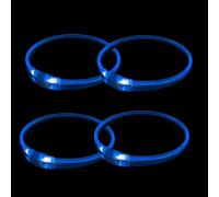 4 PCS Multi Pack Light up Dog Collars for Night, USB Rechargeable Flashing Collar for Night Safety, Adjustable, Waterproof, Bright Illuminated Collar for Dogs, Three Lighting Modes,Blue