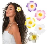 4 PCS Multicolor Hawaiian Flower Clips for Women, Artificial Tropical Plumeria Hair Accessories in 4 Styles, Perfect for Vacation, Party, and Beach for Women and Girls