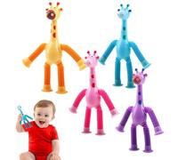 4 Pcs Multicolour Suction Toys, Fun Developmental Sensory Suction Toys for 6 Months,sensory toy, Strong Grip Suctions Toy for Bath Time High Chair Window and Playpen Fine Motor Skills Activity