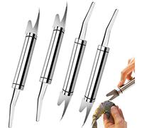 4 Pcs Multifunctional Shrimp Line Knife, Stainless Steel Shrimp Deveiner Tool Quick Shrimp Peeler, Multifunctional Shrimp Line Fish Maw Knife Shrimp Cleaner for Removing Shrimp Line, Fish Scales
