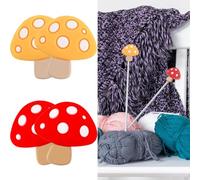 4 Pcs Mushroom Stitch Stoppers Knitting Needle Point Protectors Cute Silicone Knitting Needles Knitting Accessories for Beginners Knitting Craft DIY Quilting Art (Red,Yellow)