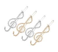 4 Pcs Musical Note Hairpins with Rhinestones Sparkling Crystal Hair Clips for Women Elegant Decorative Accessories for Any Occasion Music Note Hair Barrettes
