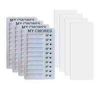4 Pcs My Chores Checklist, Habit Tracking Board for Youngsters, Includes 4 Pack Refill Papers, DIY Task Chart with Replaceable Paper, Slide Button Chore Chart for Home, Office, Black